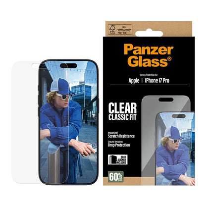 Folie de protectie Ecran PanzerGlass Classic Fit EasyAligner pentru Apple iPhone 17 Pro, Sticla Securizata, Full Glue