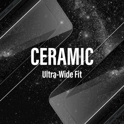 Folie de protectie Ecran PanzerGlass Ultra-Wide Ceramic II EasyAligner pentru Apple iPhone 17 / 16 Pro, Sticla Securizata, Full Glue, Neagra
