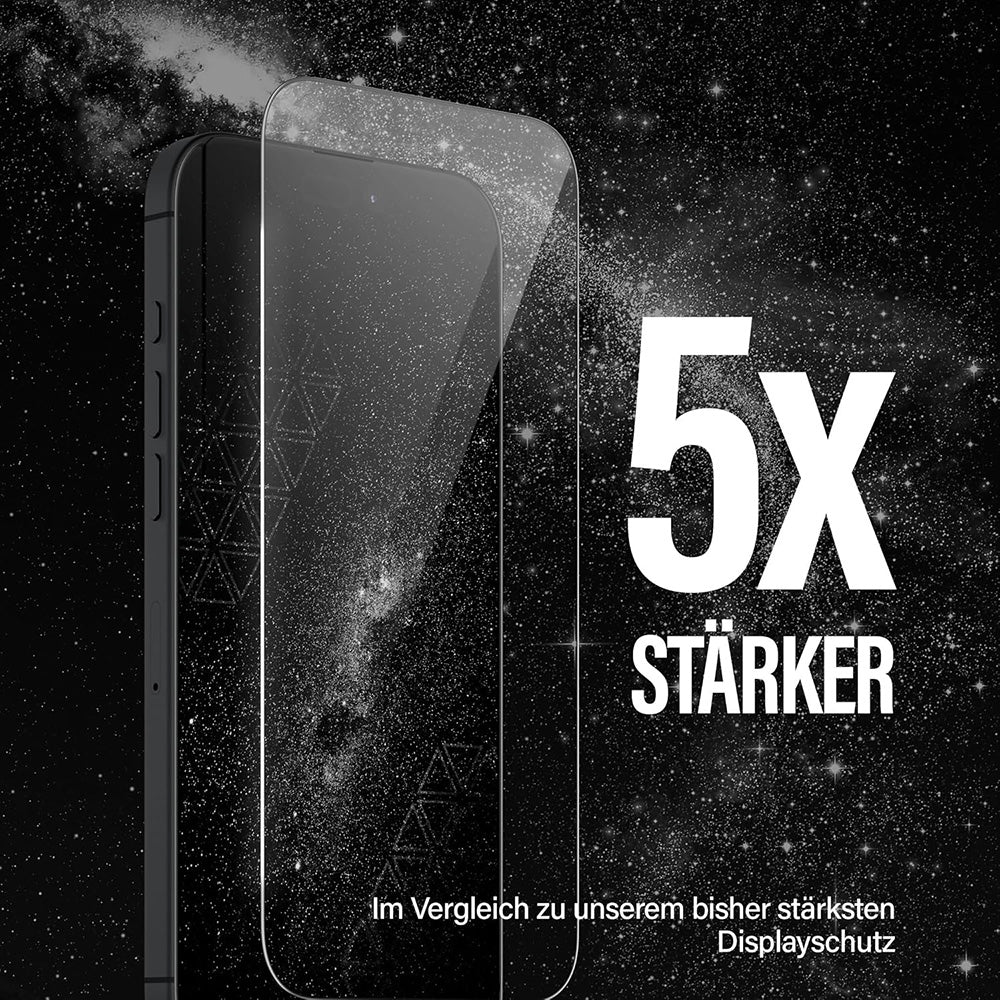 Folie de protectie Ecran PanzerGlass Ultra-Wide Ceramic II EasyAligner pentru Apple iPhone 17 / 16 Pro, Sticla Securizata, Full Glue, Neagra