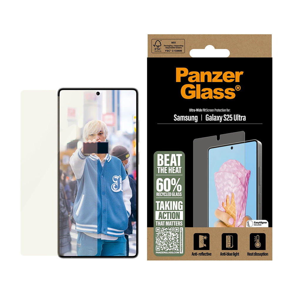 Folie de protectie Ecran PanzerGlass Ultra-Wide Fit All-in-One pentru Samsung Galaxy S25 Ultra S938, Sticla Securizata, Full Glue