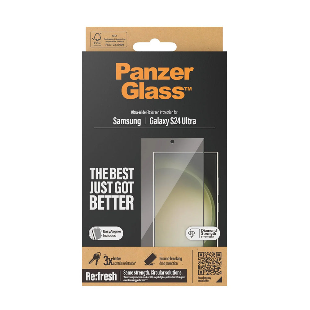 Folie de protectie Ecran PanzerGlass Ultra-Wide Fit EasyAligner pentru Samsung Galaxy S24 Ultra S928, Sticla Securizata, Full Glue, Neagra