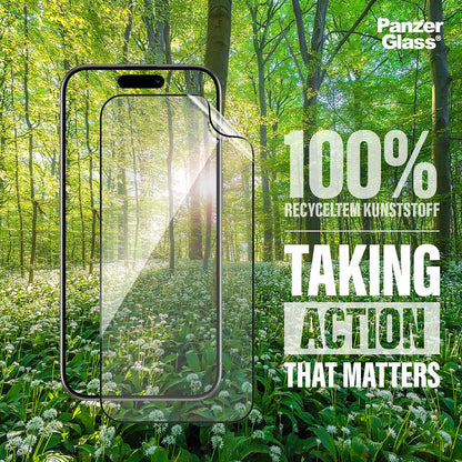 Folie de protectie Ecran PanzerGlass Ultra-Wide Fit EyeCare pentru Apple iPhone 16 Pro, Sticla Securizata, Full Glue, Neagra