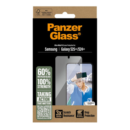 Folie de protectie Ecran PanzerGlass Ultra-Wide Fit pentru Samsung Galaxy S25+ S936 / S24+ S926, Sticla Securizata, Full Glue