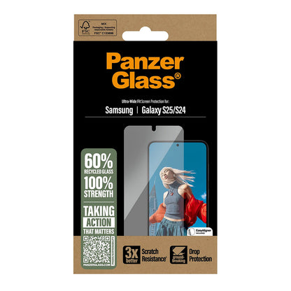 Folie de protectie Ecran PanzerGlass Ultra-Wide Fit pentru Samsung Galaxy S25 S931 / S24 S921, Sticla Securizata, Full Glue