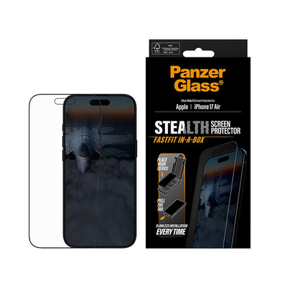 Folie de protectie Ecran PanzerGlass Ultra-Wide Fit Stealth Fastfit pentru Apple iPhone 17 Air, Sticla Securizata, Full Glue, Neagra