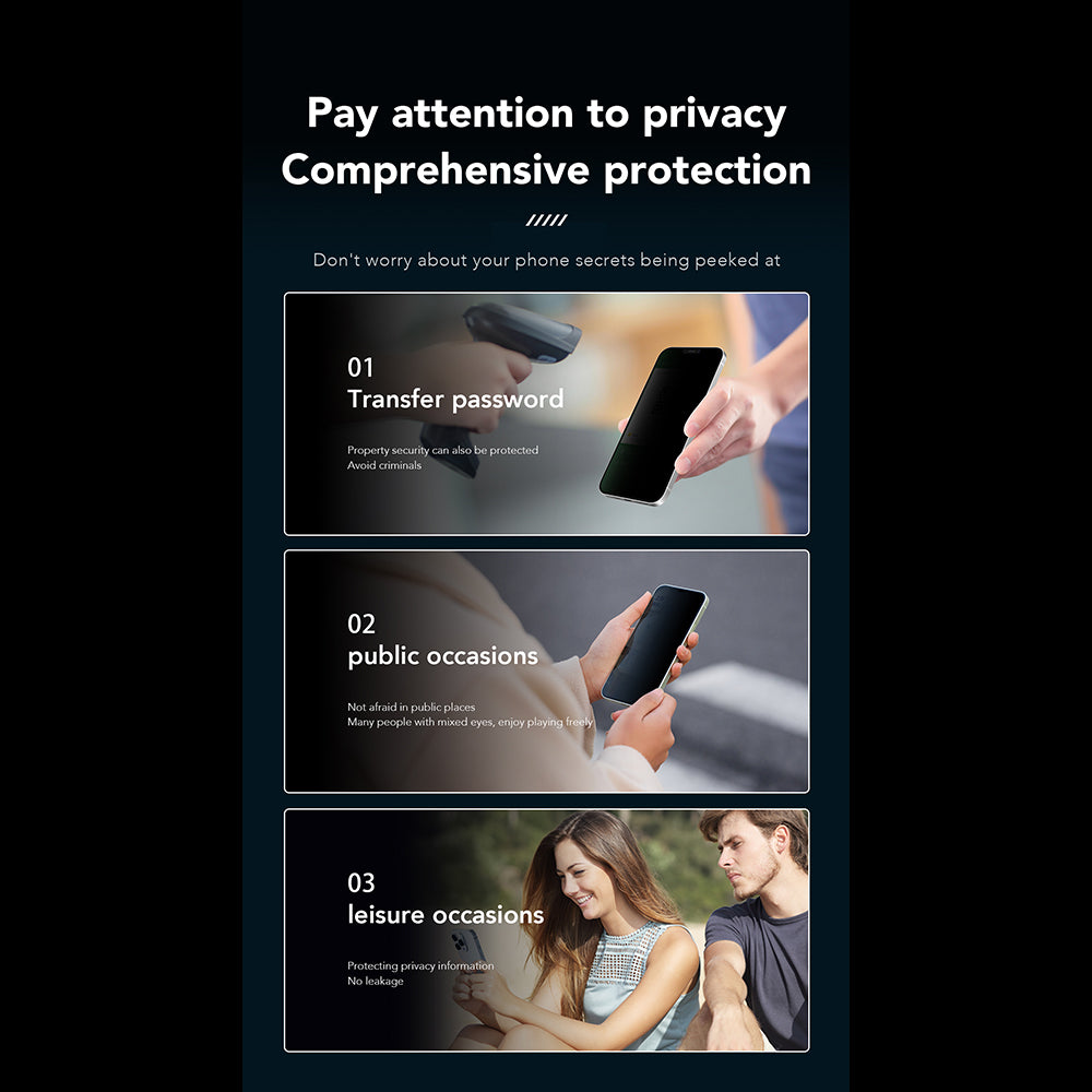 Folie de protectie Ecran Privacy Anank 1X Reinforced 360 pentru Apple iPhone 17e / 16e / 14 / 13 Pro, Sticla Securizata, Full Glue, 2.5D