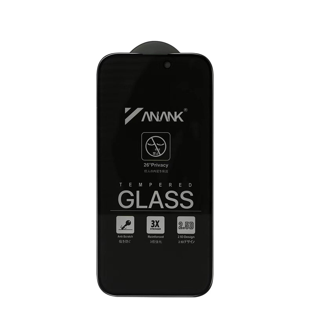 Folie de protectie Ecran Privacy Anank 3X Reinforced pentru Apple iPhone 16 Pro Max, Sticla Securizata, Full Glue, 2.5D