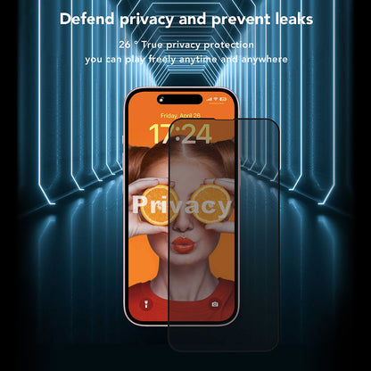 Folie de protectie Ecran Privacy Anank 3X Reinforced pentru Apple iPhone 16 Pro, Sticla Securizata, Full Glue, 2.5D
