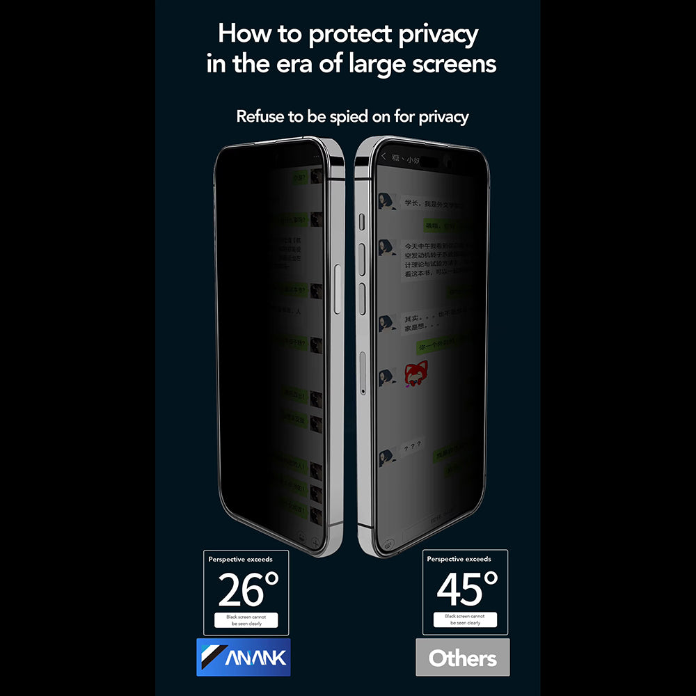Folie de protectie Ecran Privacy Anank 5X Reinforced Applicator pentru Apple iPhone 17 Pro, Sticla Securizata, Full Glue, 2.5D