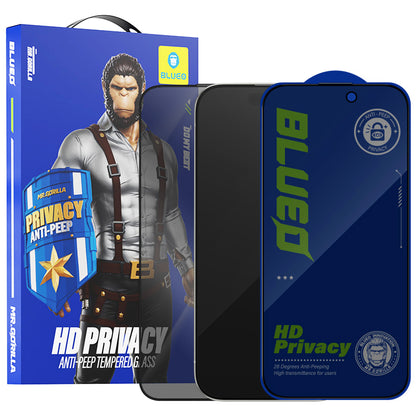 Folie de protectie Ecran Privacy Blueo Anti-Peep pentru Apple iPhone 15 Pro, Sticla Securizata, Full Glue