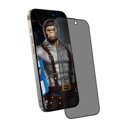 Folie de protectie Ecran Privacy Blueo Anti-Peep pentru Apple iPhone 16 / 15, Sticla Securizata, Full Glue