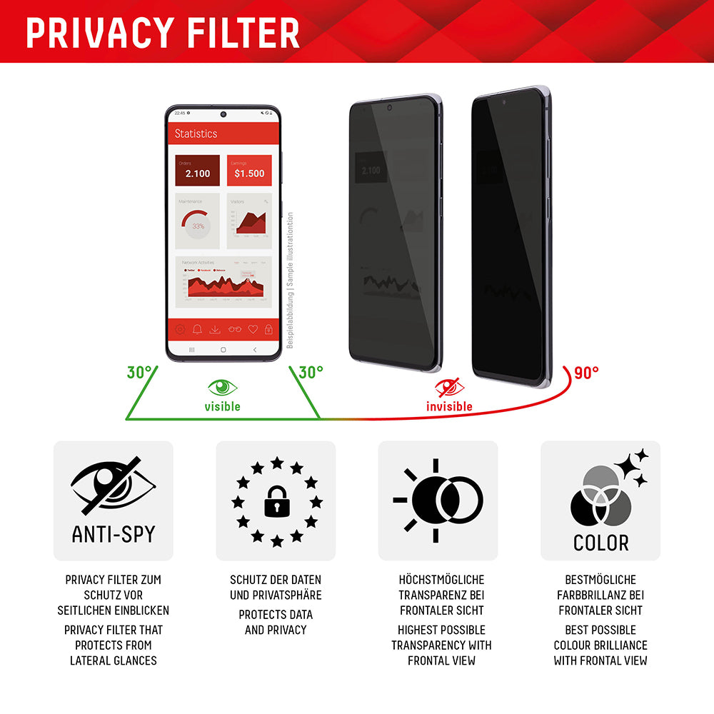 Folie de protectie Ecran Privacy Displex Real Glass pentru Apple iPhone 16 Plus, Sticla Securizata, Full Glue