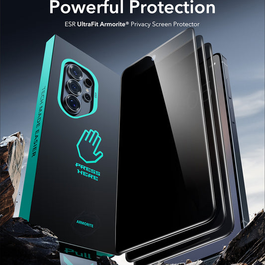 Folie de protectie Ecran Privacy ESR Armorite pentru Samsung Galaxy S26 Ultra, Sticla Securizata, Full Glue