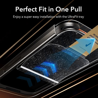 Folie de protectie Ecran Privacy ESR Armorite Pro UltraFit pentru Apple iPhone 18 Pro Max, Sticla Securizata, Full Glue, Set 3 bucati