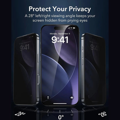 Folie de protectie Ecran Privacy ESR Armorite UltraFit pentru Apple iPhone 17 Air, Sticla Securizata, Full Glue, Set 3 bucati