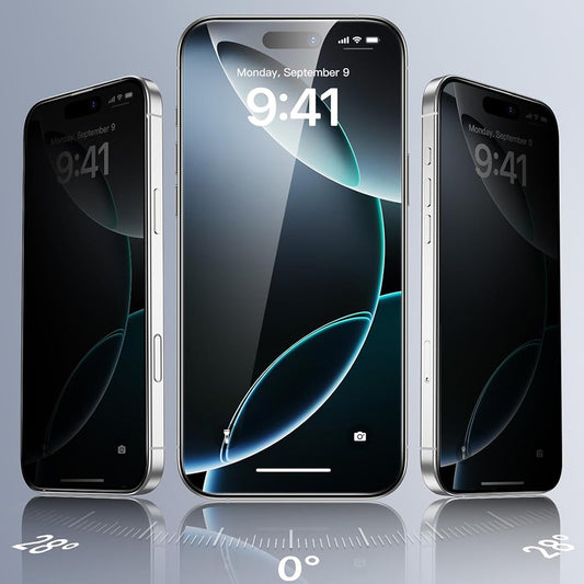 Folie de protectie Ecran Privacy ESR pentru Apple iPhone 17 / 16 Pro, Sticla Securizata, Full Glue, Set 3 bucati