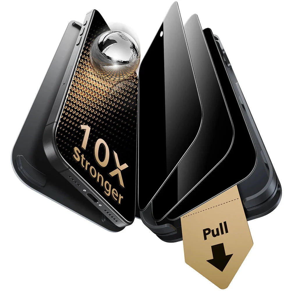 Folie de protectie Ecran Privacy ESR UltraFit Armorite Pro pentru Apple iPhone 17 Pro Max, Sticla Securizata, Full Glue, Set 3 bucati