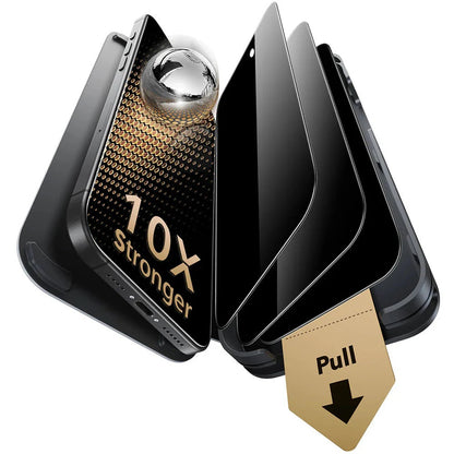 Folie de protectie Ecran Privacy ESR UltraFit Armorite Pro pentru Apple iPhone 17 Pro Max, Sticla Securizata, Full Glue, Set 3 bucati