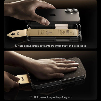 Folie de protectie Ecran Privacy ESR UltraFit Armorite Pro pentru Apple iPhone 17 Pro, Sticla Securizata, Full Glue, Set 3 bucati