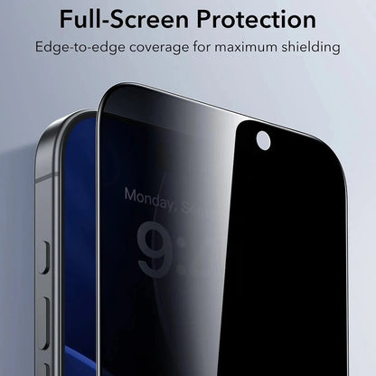 Folie de protectie Ecran Privacy ESR UltraFit Classic pentru Apple iPhone 18 Pro, Sticla Securizata, Full Glue, Set 3 bucati