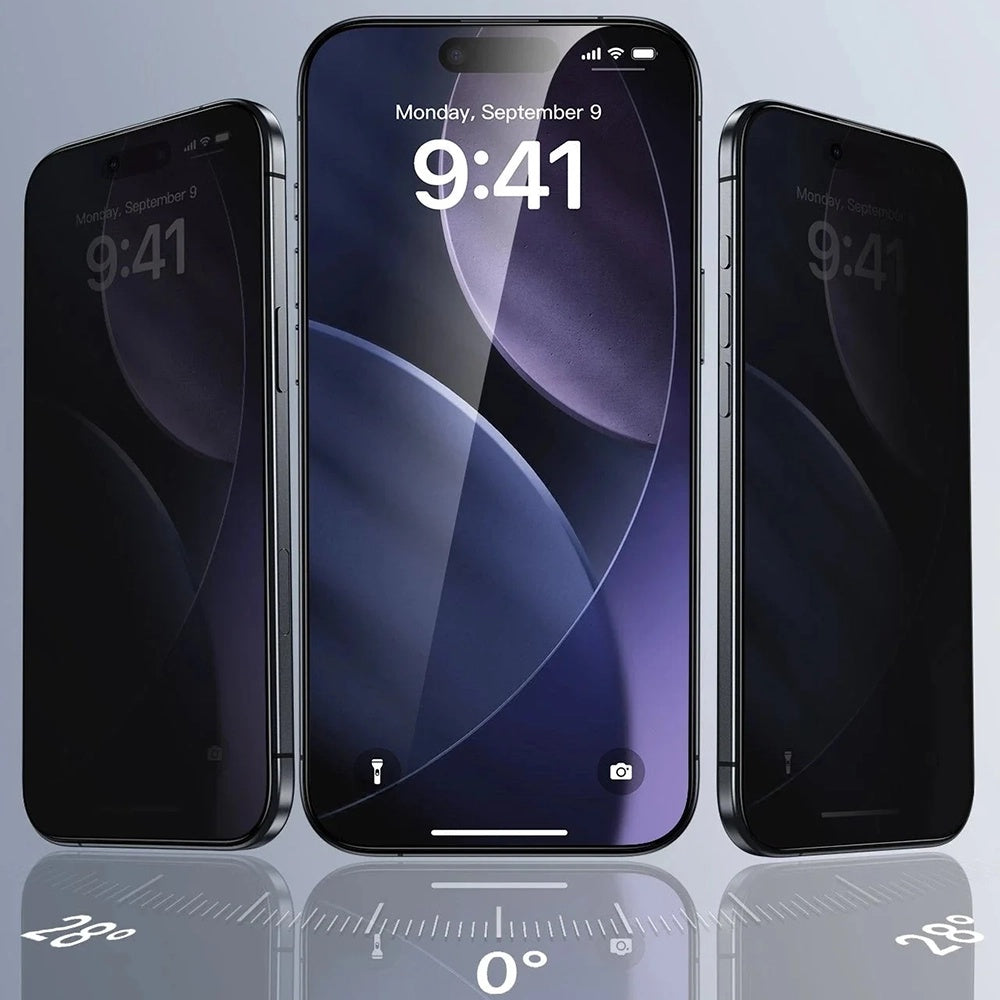 Folie de protectie Ecran Privacy ESR UltraFit Classic pentru Apple iPhone 18 Pro, Sticla Securizata, Full Glue, Set 3 bucati