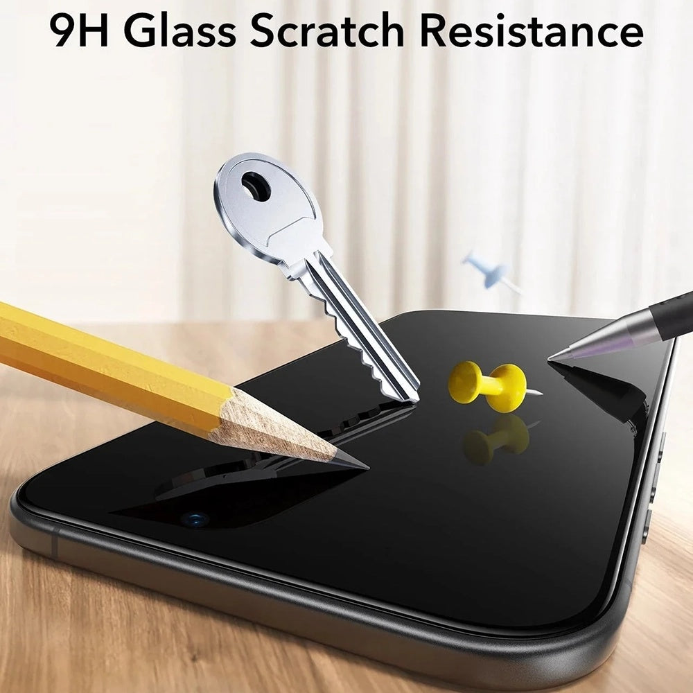 Folie de protectie Ecran Privacy ESR UltraFit pentru Apple iPhone 17 Pro, Sticla Securizata, Full Glue, Set 3 bucati