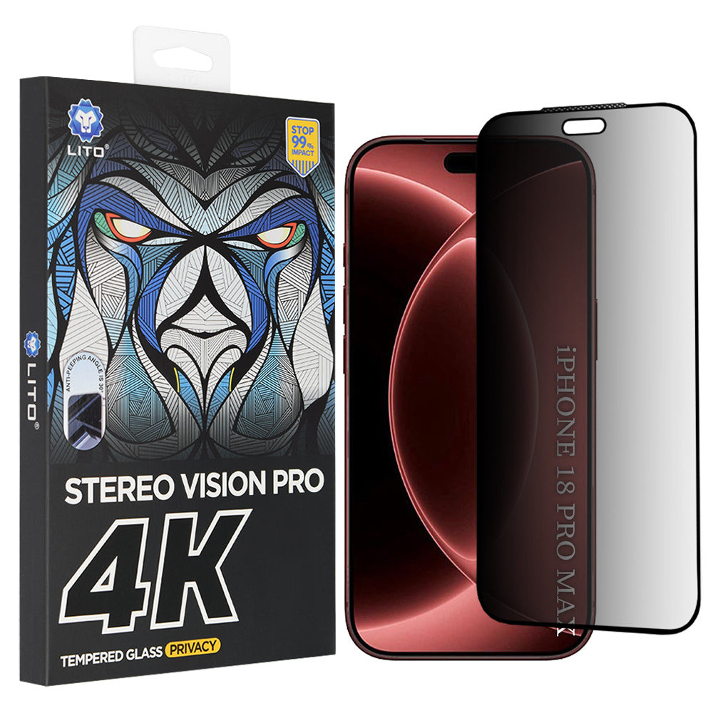 Folie de protectie Ecran Privacy Lito D+ Max 4K pentru Apple iPhone 18 Pro Max, Sticla Securizata, Full Glue