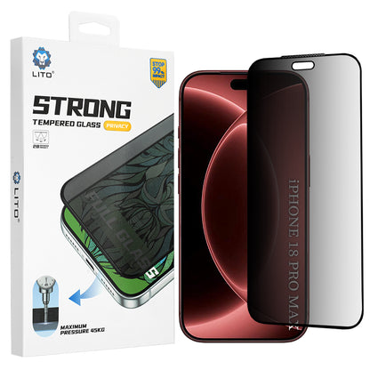 Folie de protectie Ecran Privacy Lito D+ Max Strong pentru Apple iPhone 18 Pro Max, Sticla Securizata, Full Glue