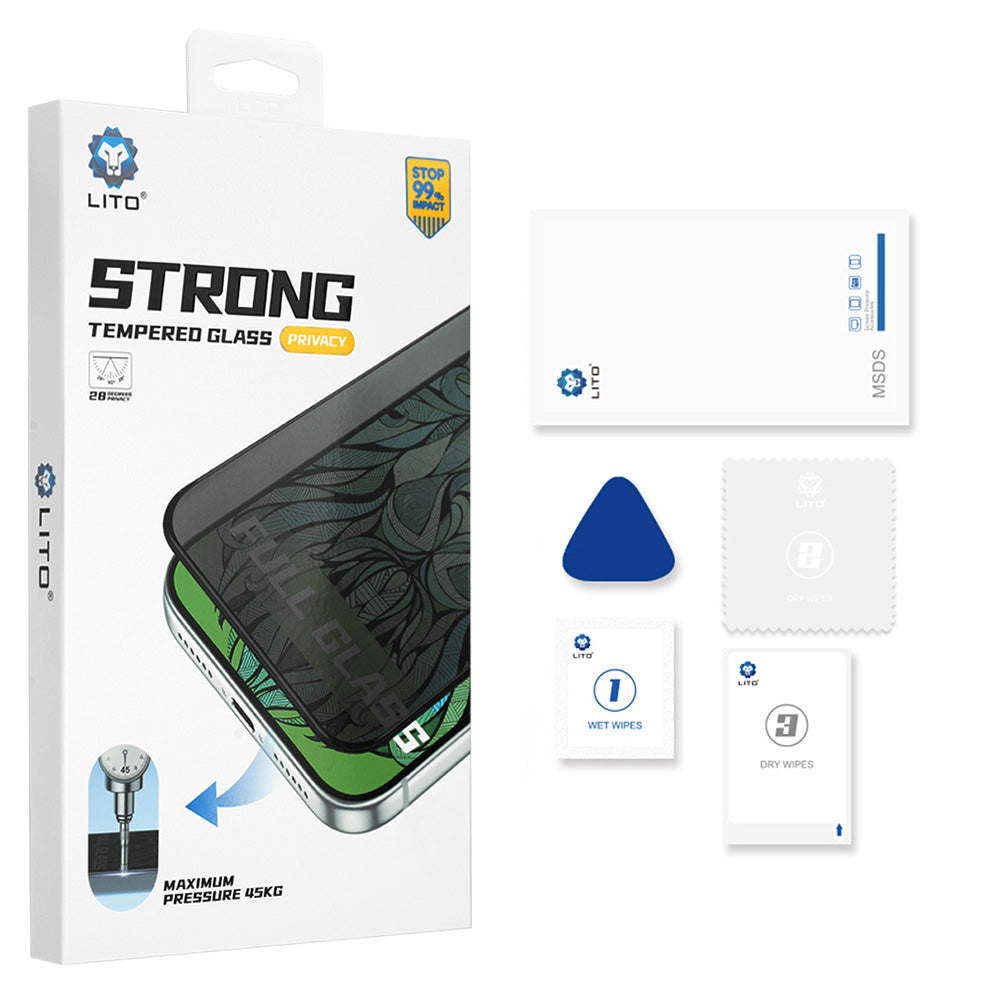 Folie de protectie Ecran Exterior Privacy Lito D+ Max Strong pentru Apple iPhone Duo, Sticla Securizata, Full Glue