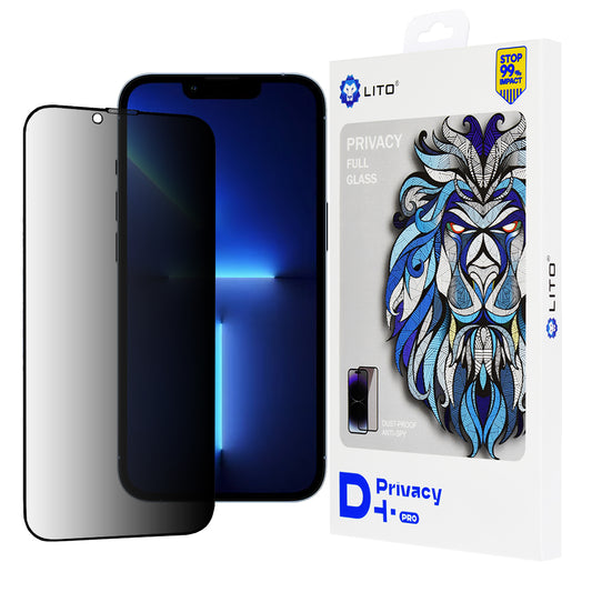 Folie de protectie Ecran Privacy Lito D+ Pro pentru Apple iPhone 14 Plus / 13 Pro Max, Sticla Securizata, Full Glue