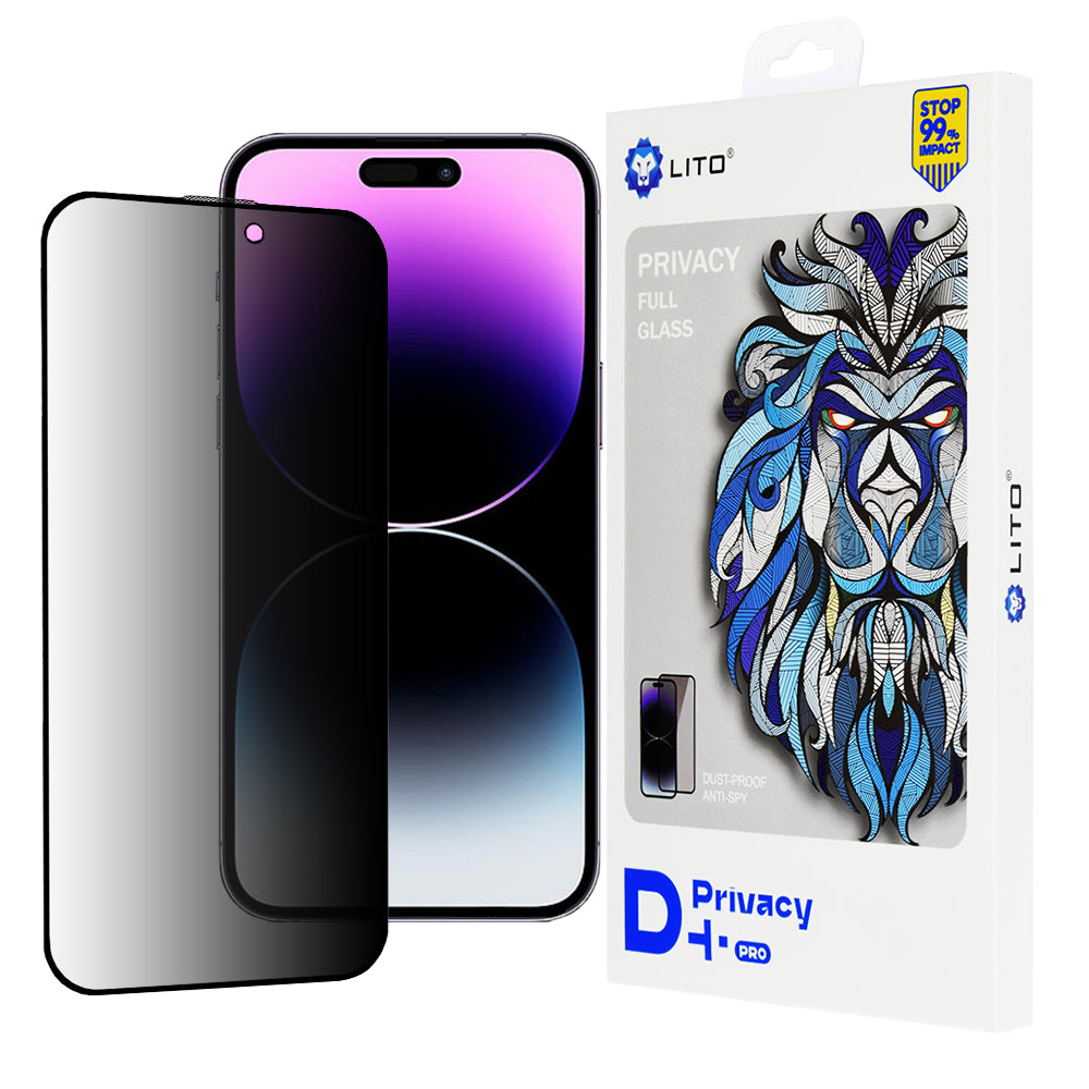 Folie de protectie Ecran Privacy Lito D+ Pro pentru Apple iPhone 14 Pro Max, Sticla Securizata, Full Glue