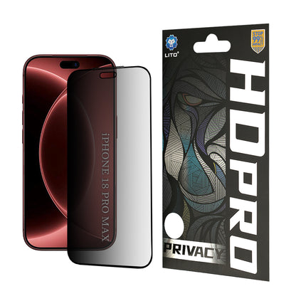 Folie de protectie Ecran Privacy Lito HD Pro pentru Apple iPhone 18 Pro Max, Sticla Securizata, Full Glue