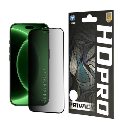 Folie de protectie Ecran Privacy Lito HD Pro pentru Apple iPhone 18 Pro, Sticla Securizata, Full Glue