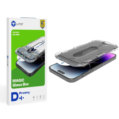 Folie de protectie Ecran Privacy Lito Magic Glass Box D+ Tools pentru Apple iPhone 17e / 16e / 14 / 13 Pro, Sticla Securizata, Full Glue