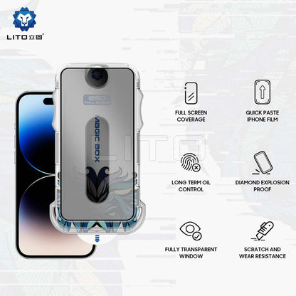 Folie de protectie Ecran Privacy Lito Magic Glass Box D+ Tools pentru Apple iPhone 17e / 16e / 14 / 13 Pro, Sticla Securizata, Full Glue