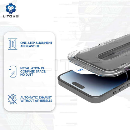 Folie de protectie Ecran Privacy Lito Magic Glass Box D+ Tools pentru Apple iPhone 17e / 16e / 14 / 13 Pro, Sticla Securizata, Full Glue