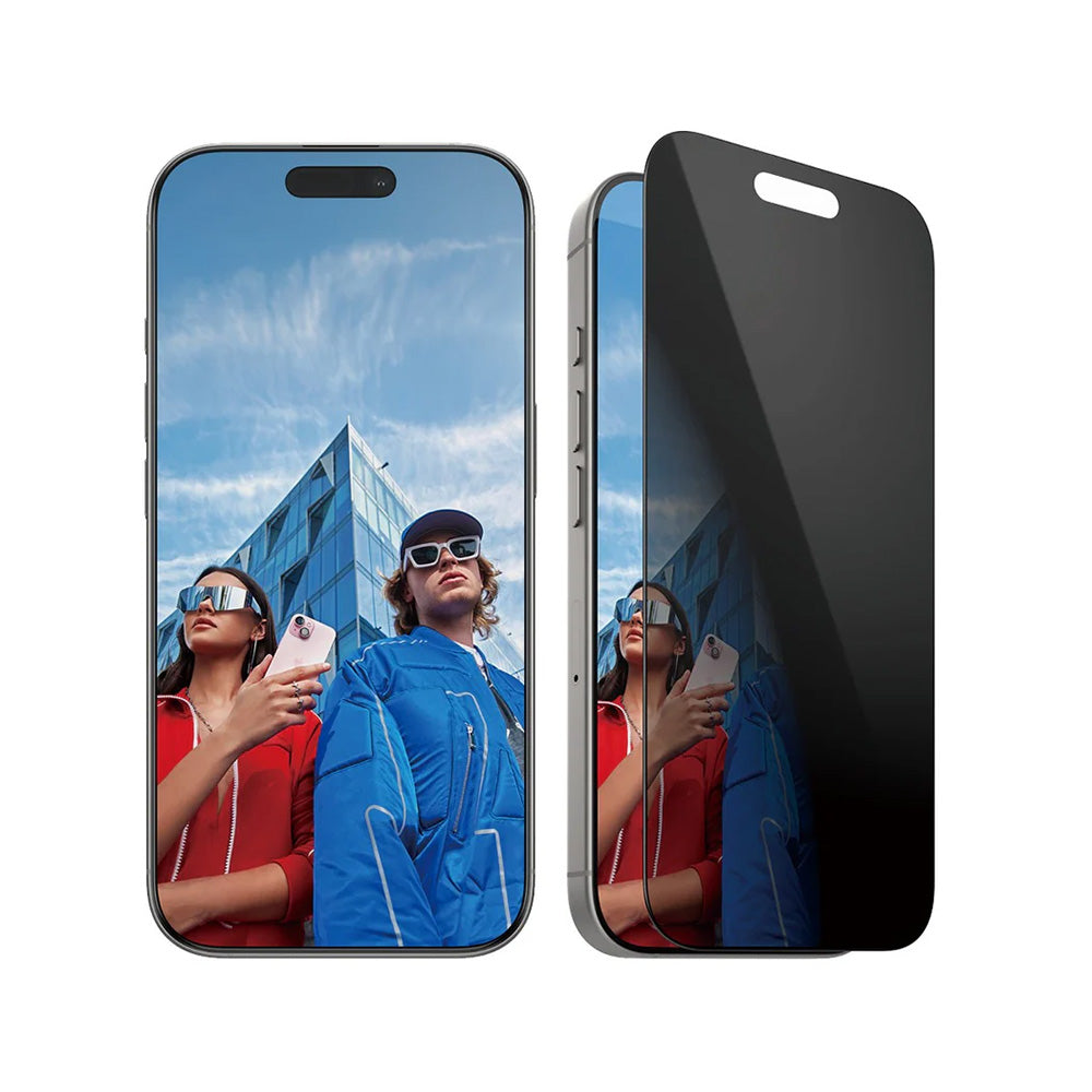 Folie de protectie Ecran Privacy PanzerGlass Ultra-Wide Fit EasyAligner pentru Apple iPhone 16 Pro, Sticla Securizata, Full Glue