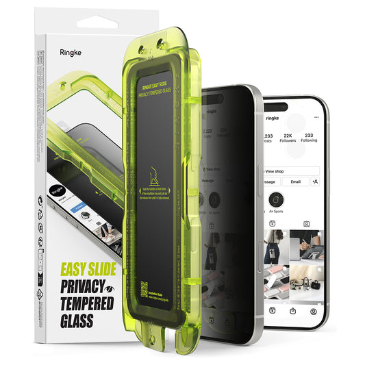 Folie de protectie Ecran Privacy Ringke Easy Slide pentru Apple iPhone 17 Air, Sticla Securizata, Full Glue, Set 2 bucati