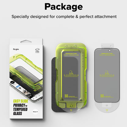 Folie de protectie Ecran Privacy Ringke Easy Slide pentru Apple iPhone 17 Air, Sticla Securizata, Full Glue, Set 2 bucati