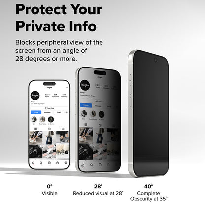 Folie de protectie Ecran Privacy Ringke Easy Slide pentru Apple iPhone 17 Pro Max, Sticla Securizata, Full Glue, Set 2 bucati