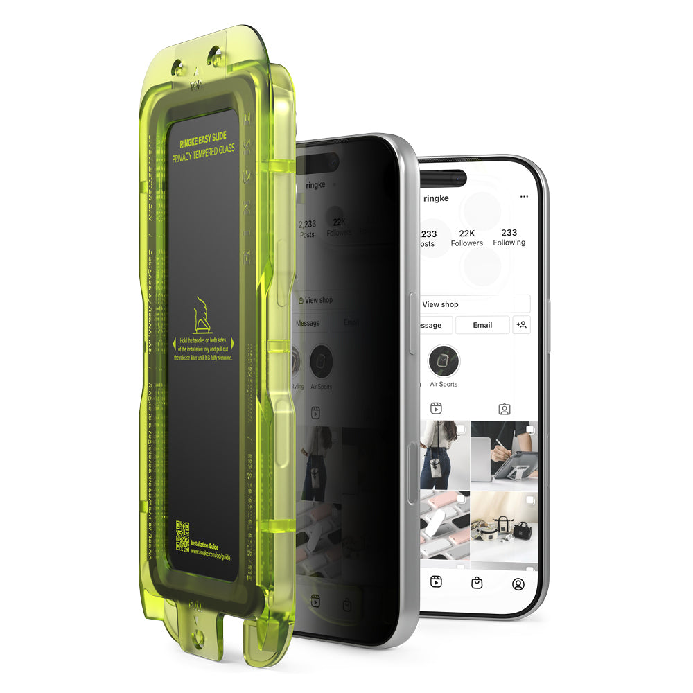 Folie de protectie Ecran Privacy Ringke Easy Slide pentru Apple iPhone 18 Pro Max, Sticla Securizata, Full Glue, Set 2 bucati