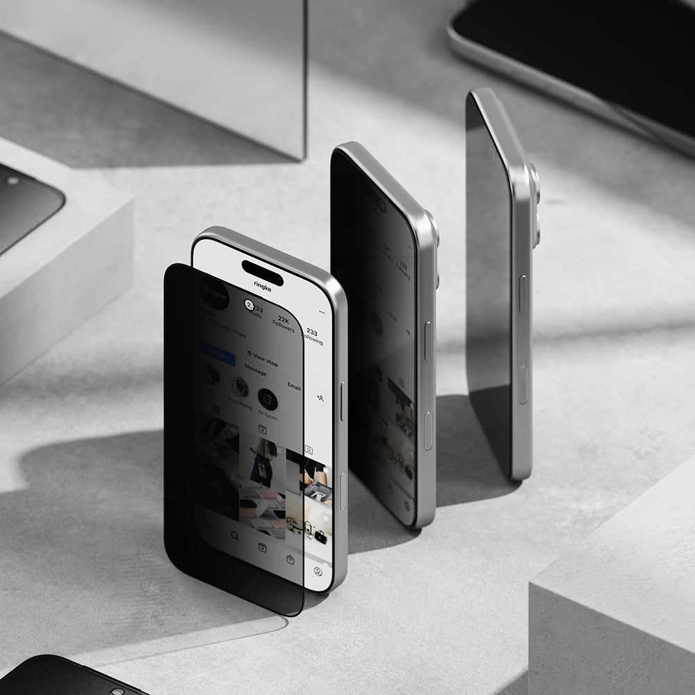Folie de protectie Ecran Privacy Ringke Easy Slide pentru Apple iPhone 18 Pro Max, Sticla Securizata, Full Glue, Set 2 bucati