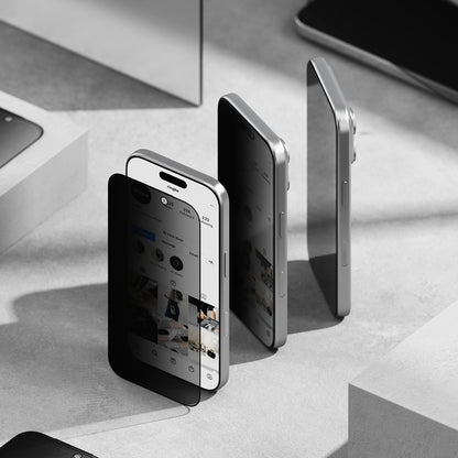 Folie de protectie Ecran Privacy Ringke Easy Slide pentru Apple iPhone 18 Pro Max, Sticla Securizata, Full Glue, Set 2 bucati