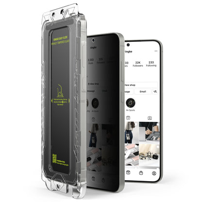 Folie de protectie Ecran Privacy Ringke Easy Slide pentru Samsung Galaxy S25+ S936, Sticla Securizata, Full Glue, Set 2 bucati