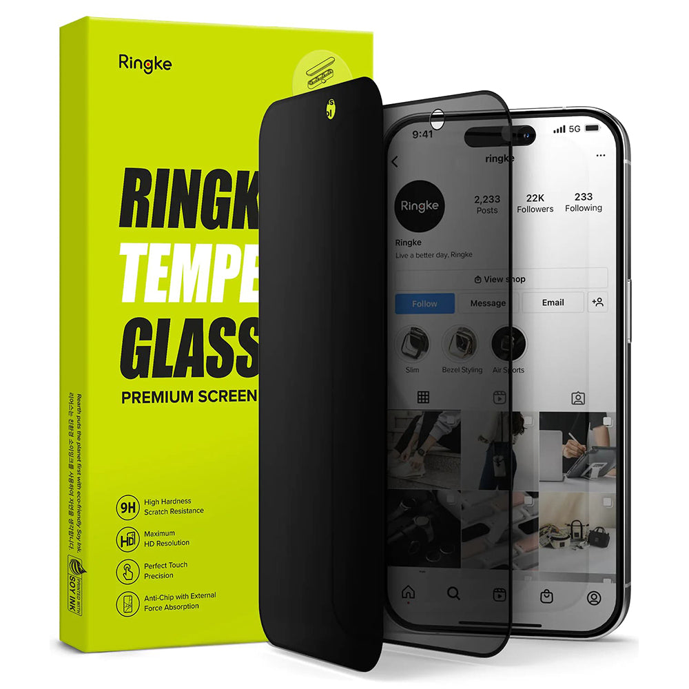 Folie de protectie Ecran Privacy Ringke pentru Apple iPhone 15 Pro, Sticla Securizata, Full Glue