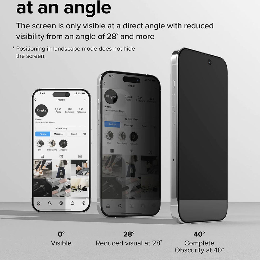 Folie de protectie Ecran Privacy Ringke pentru Apple iPhone 15 Pro, Sticla Securizata, Full Glue