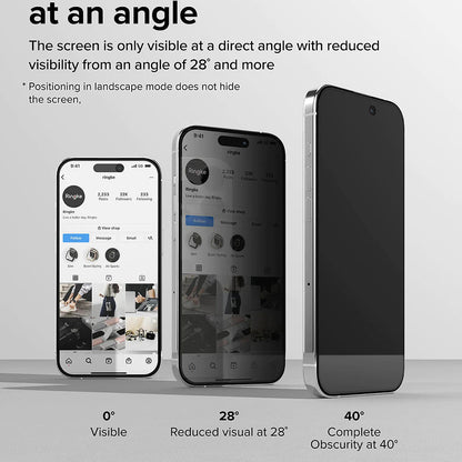 Folie de protectie Ecran Privacy Ringke pentru Apple iPhone 15 Pro, Sticla Securizata, Full Glue