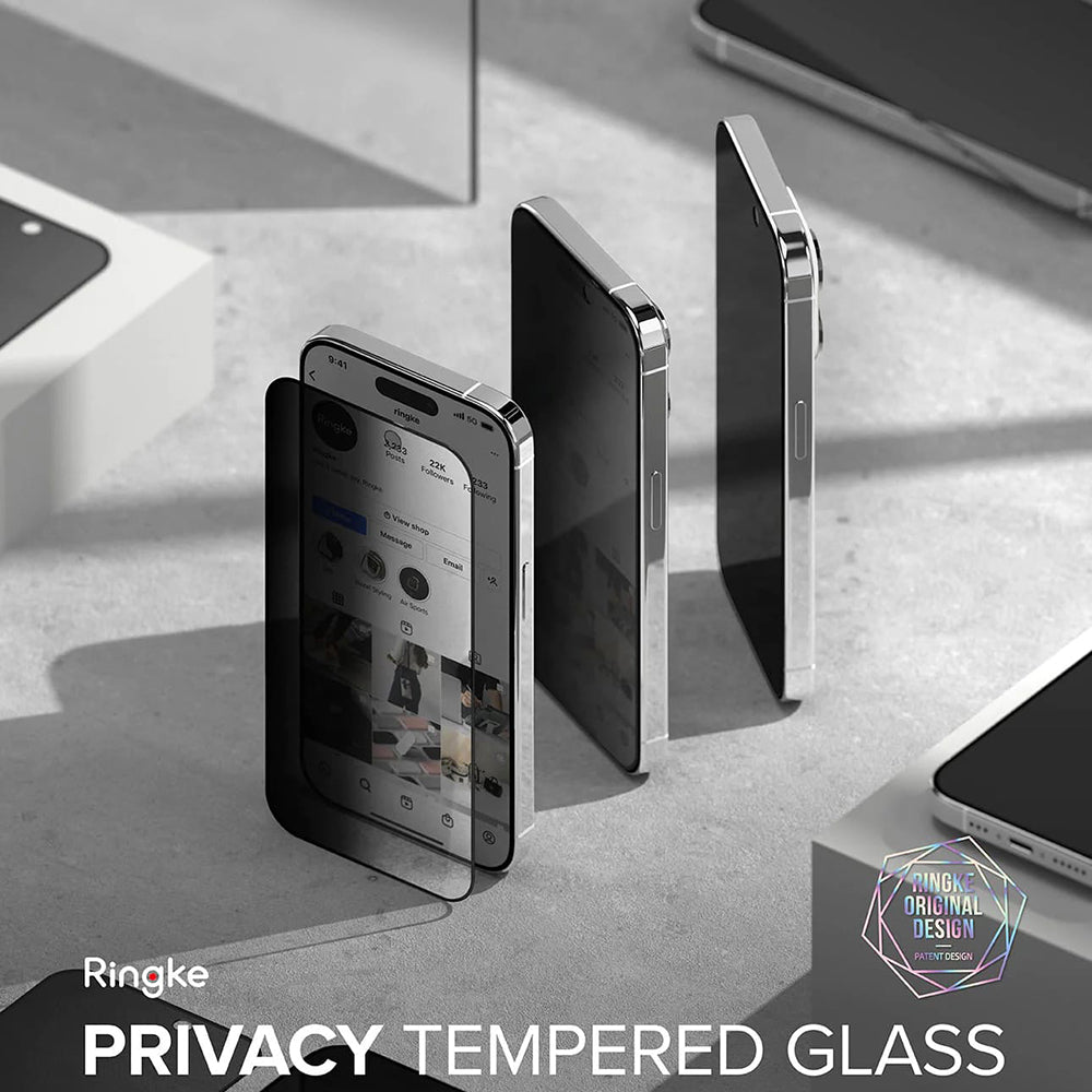 Folie de protectie Ecran Privacy Ringke pentru Apple iPhone 15 Pro, Sticla Securizata, Full Glue
