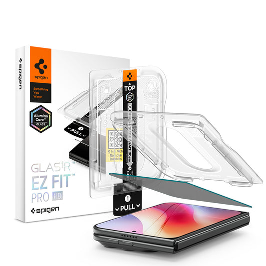 Folie de protectie Ecran Exterior Privacy Spigen GlastR EZ FIT Pro HD pentru Apple iPhone Duo, Sticla Securizata, Full Glue AGL12016