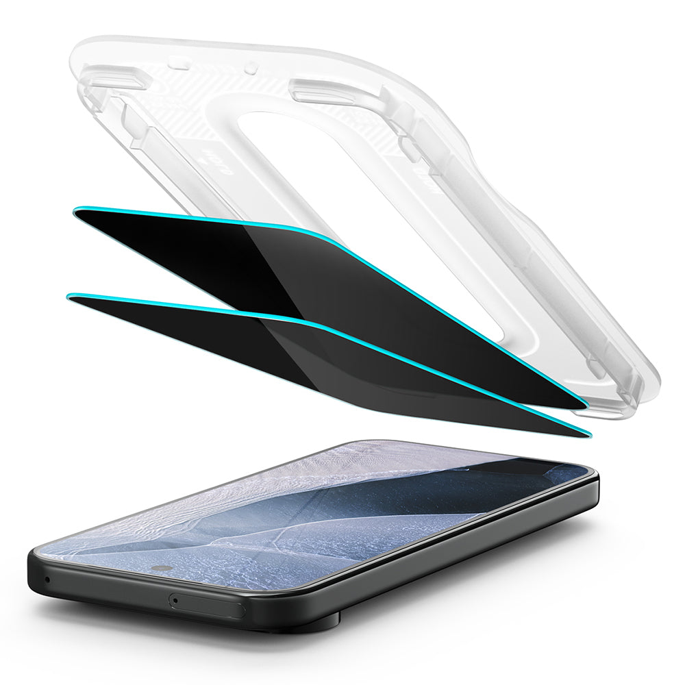 Folie de protectie Ecran Privacy Spigen GlastR EZ FIT Pro pentru Google Pixel 11 / 10, Sticla Securizata, Full Glue, Set 2 bucati AGL11546